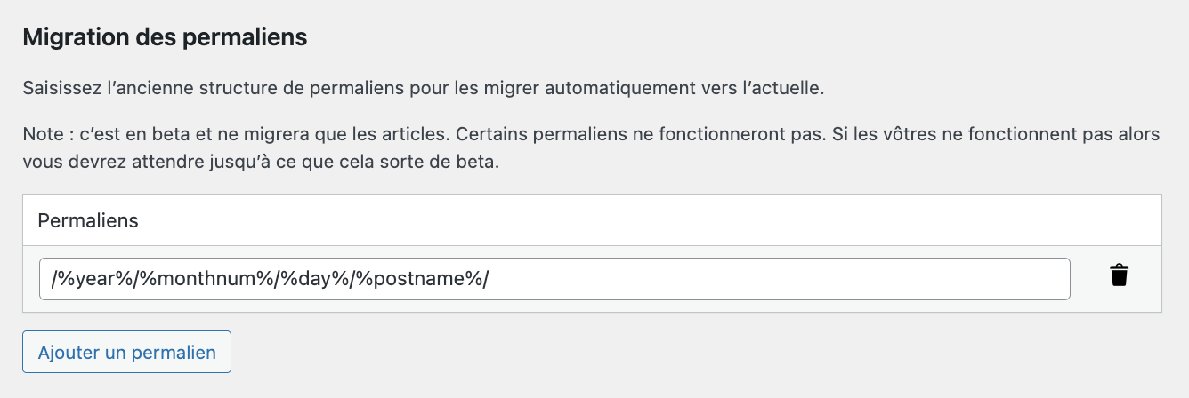 Migration de permaliens