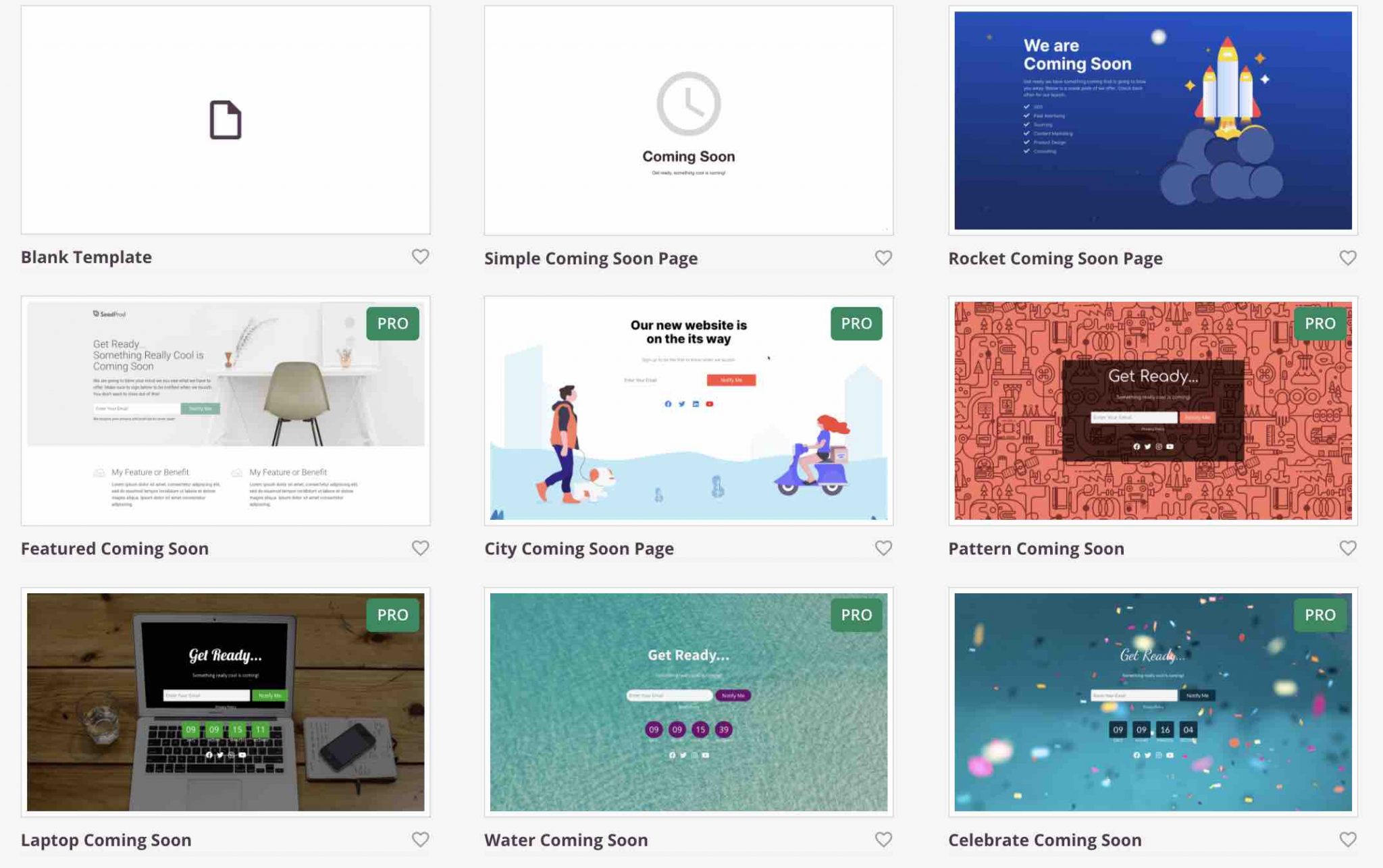 Coming Soon Page templates of the plugin Coming Soon Page & Maintenance Mode by SeedProd