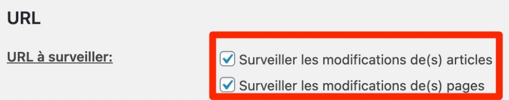 URLs à surveiller sur Redirection