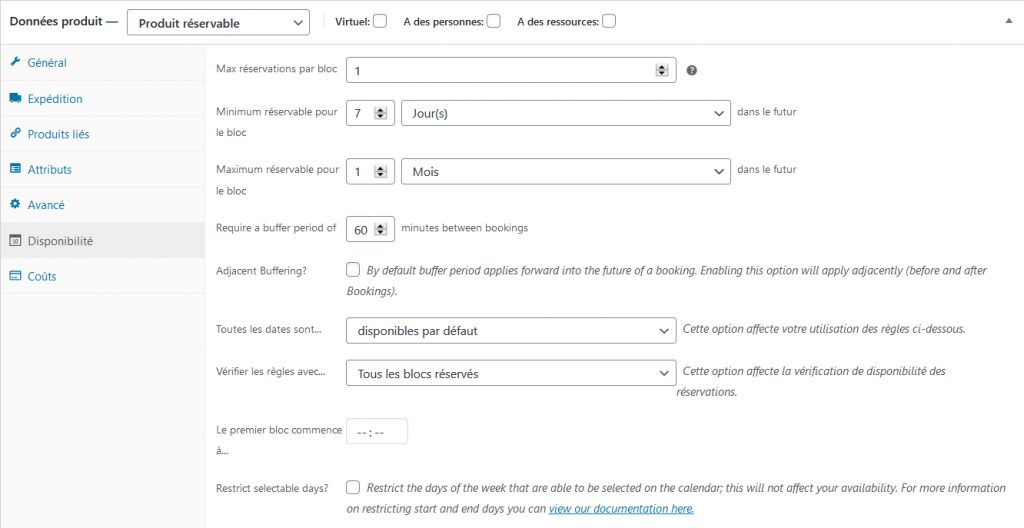 Paramétrez les disponibilités de vos produits
