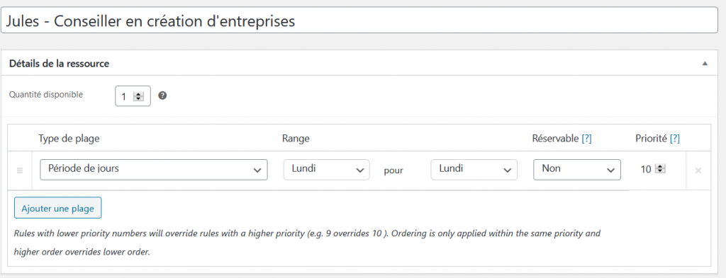 Indiquez qu'une ressource est indisponible