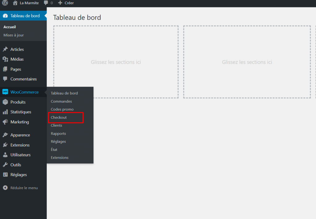 Menu checkout - Checkout Manager for WooCommerce