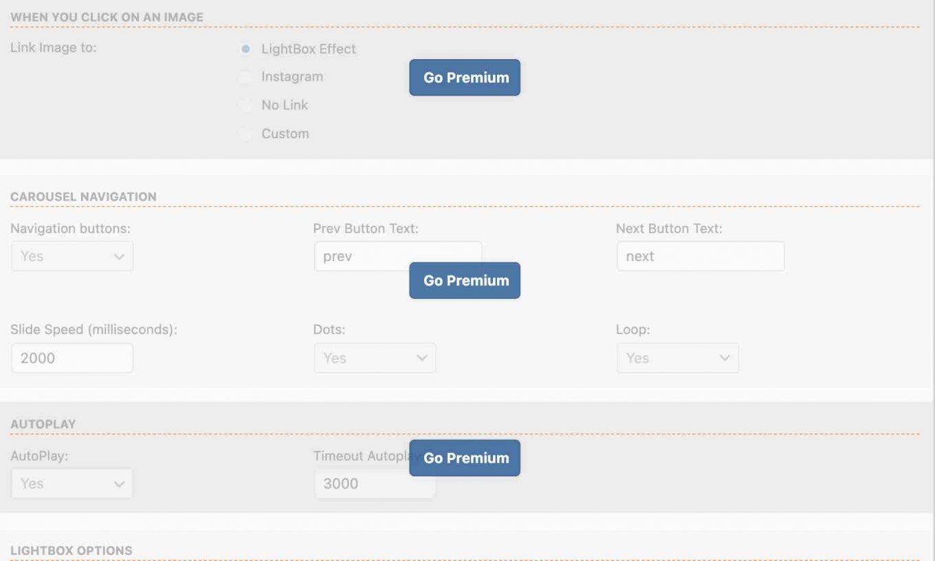 Réglages de Social Photo Feed