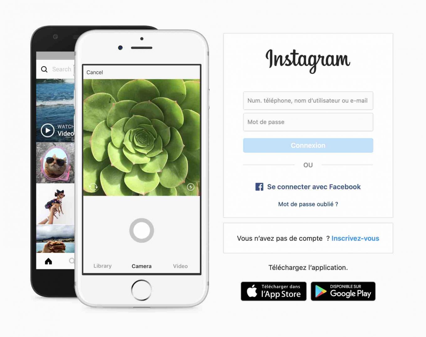 Accueil du site web d'Instagram