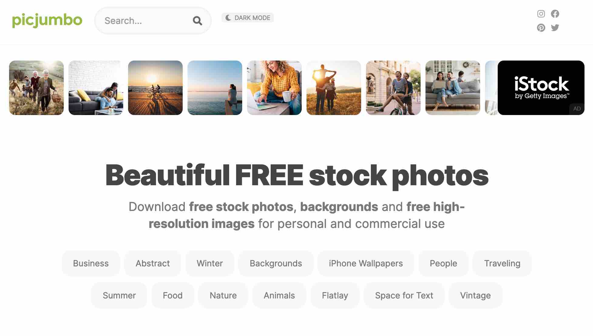 PicJumbo permet de télécharger des photos libres de droit pour un blog