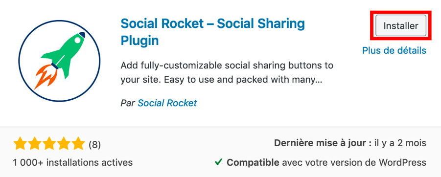 Installer l'extension de partage Social Rocket
