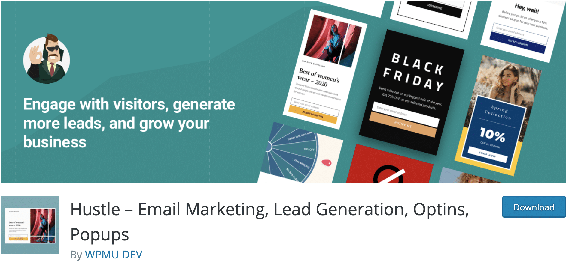 Hustle plugin to create WordPress opt-in forms