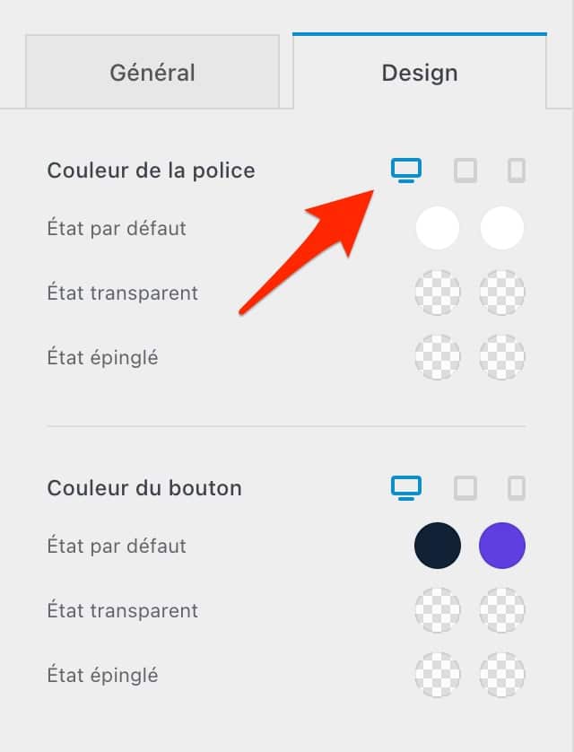 Réglages du design sur le thème Blocksy sur WordPress.