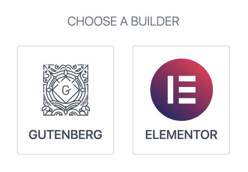 Choose a builder between Gutenberg and Elementor on Kadence theme