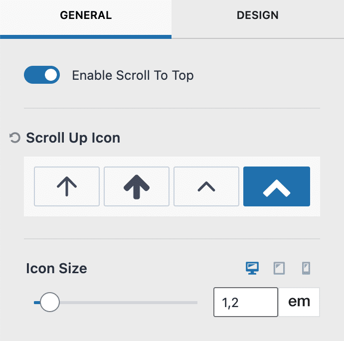 Enable or disable scroll to top on Kadence theme