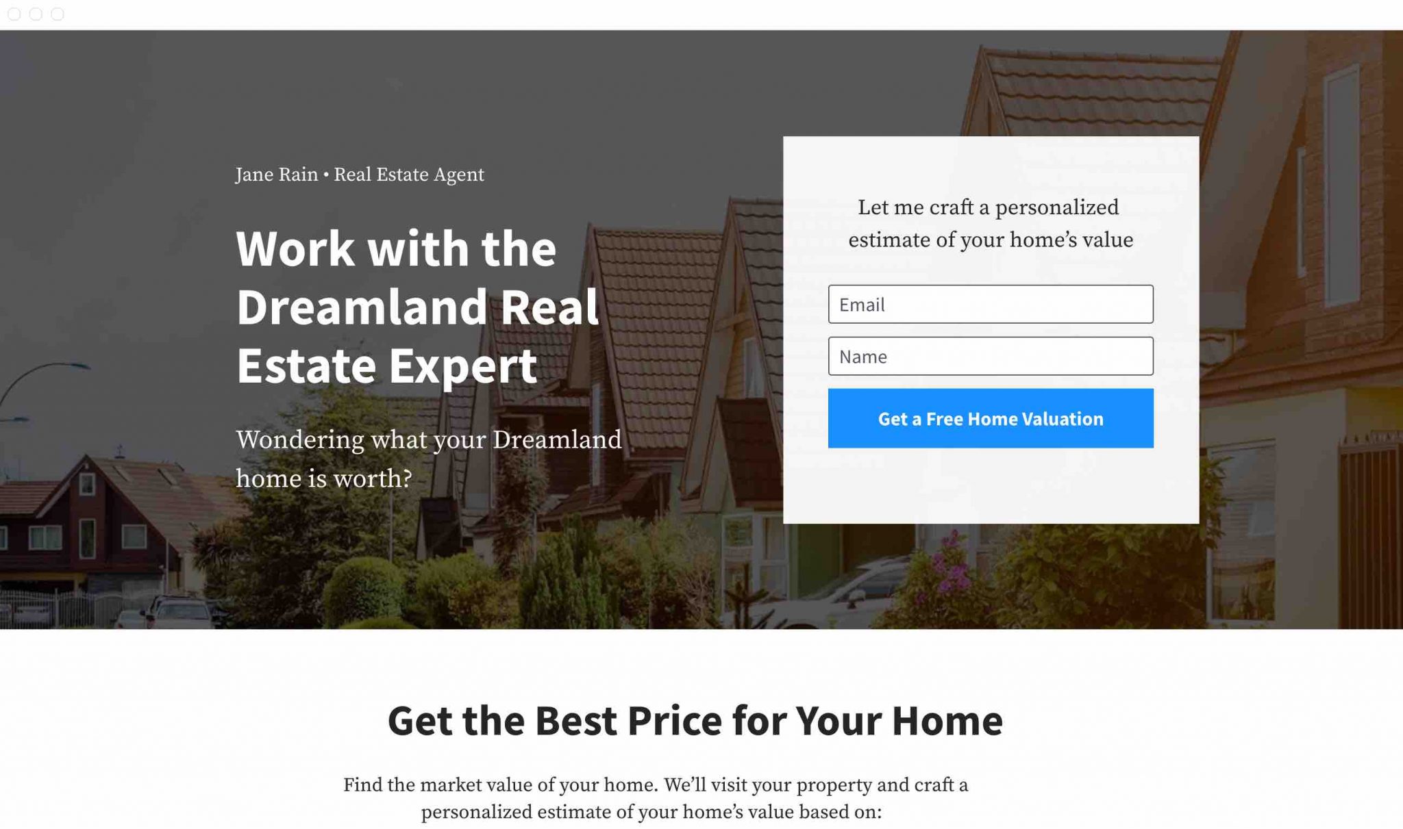 Landing page with a WordPress opt-in form