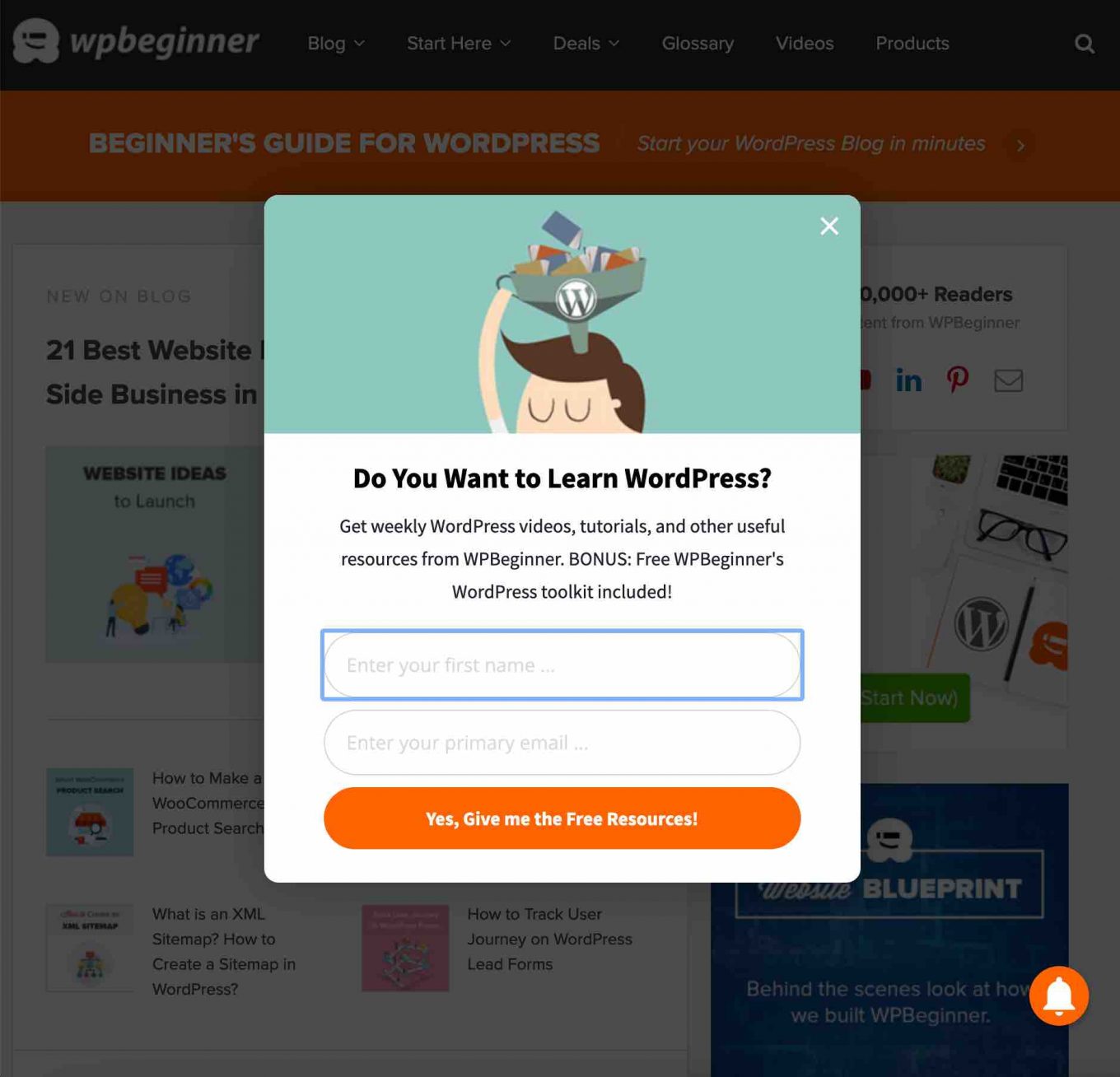 Lightbox WordPress opt-in form
