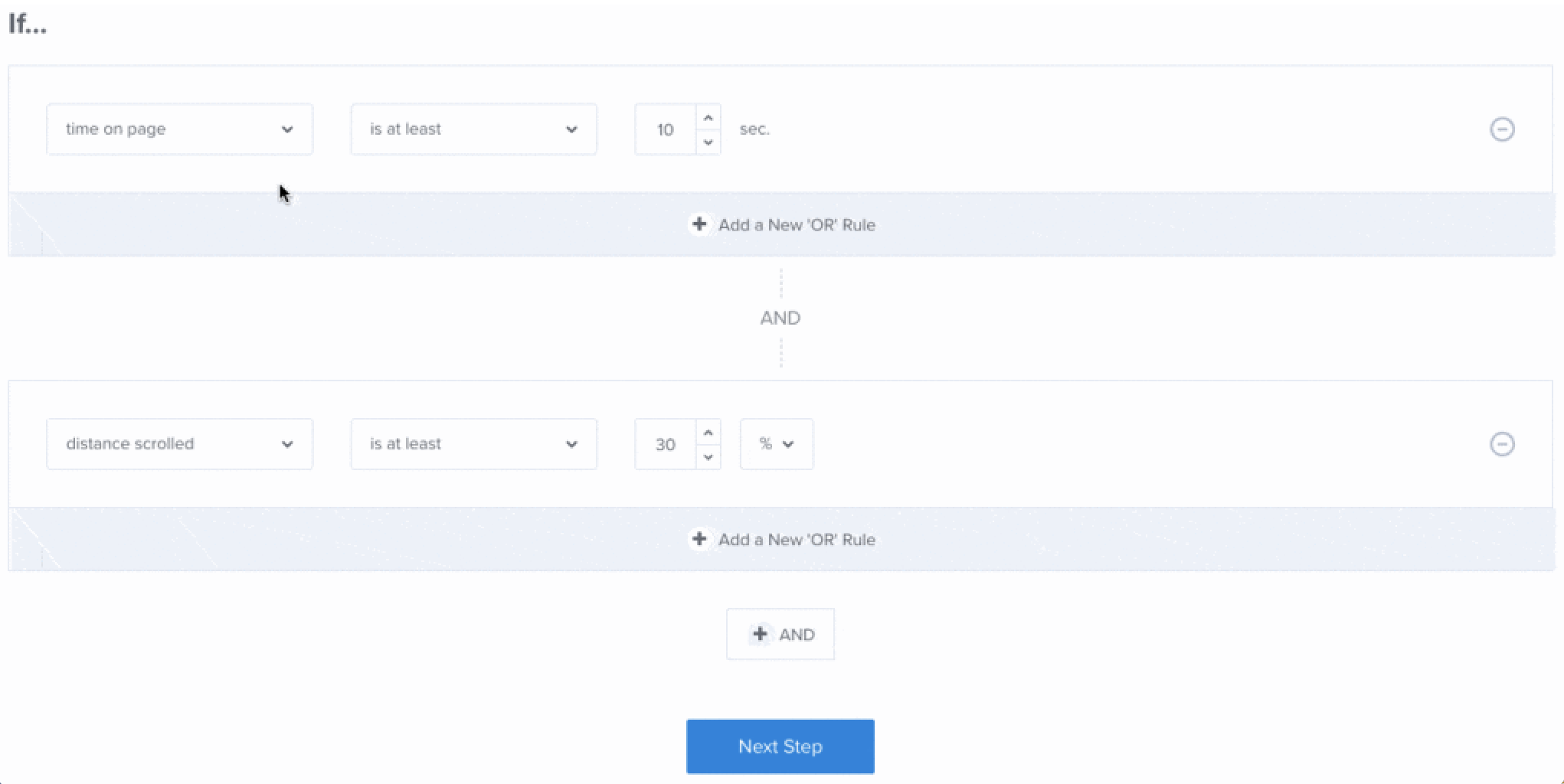 OptinMonster display rules settings