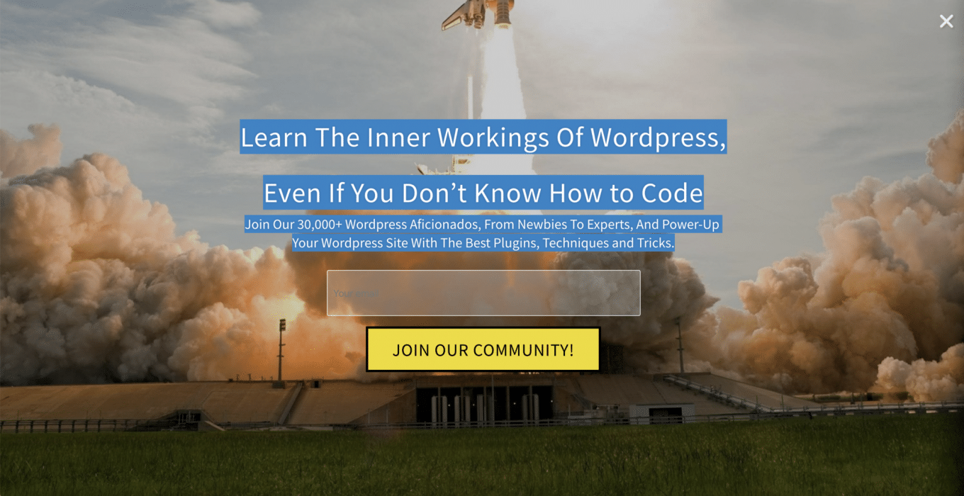 Full-screen WordPress opt-in form