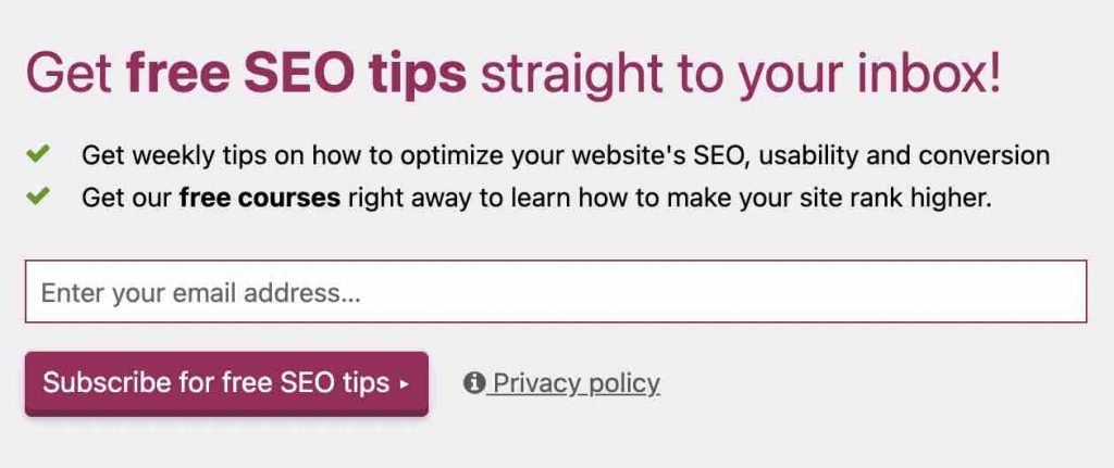 Inline WordPress opt-in form