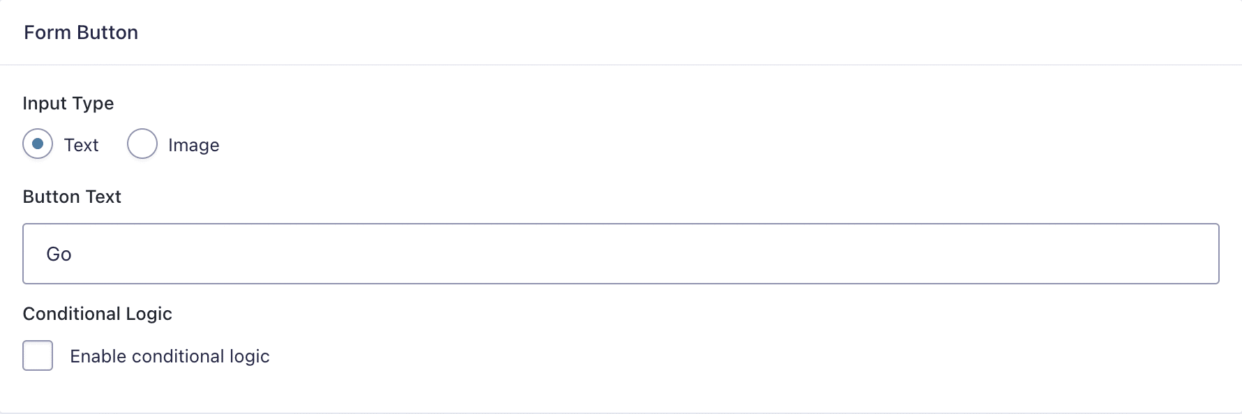 Réglages du bouton dans Gravity Forms.