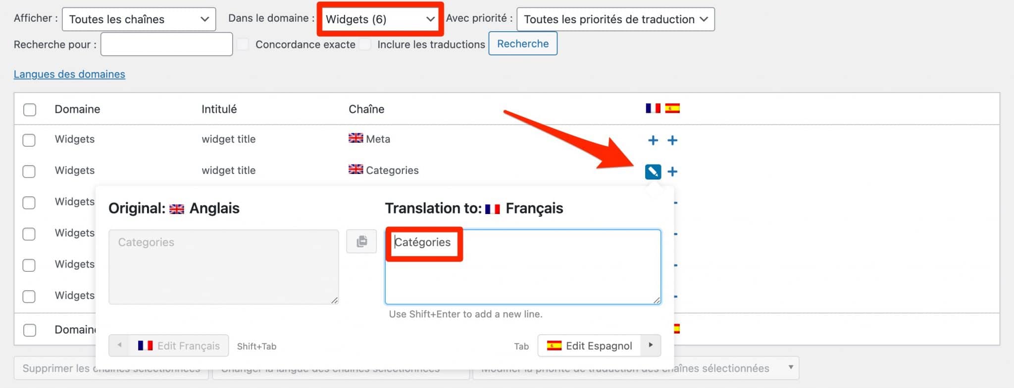 Traduction des widgets de WPML sur WordPress.