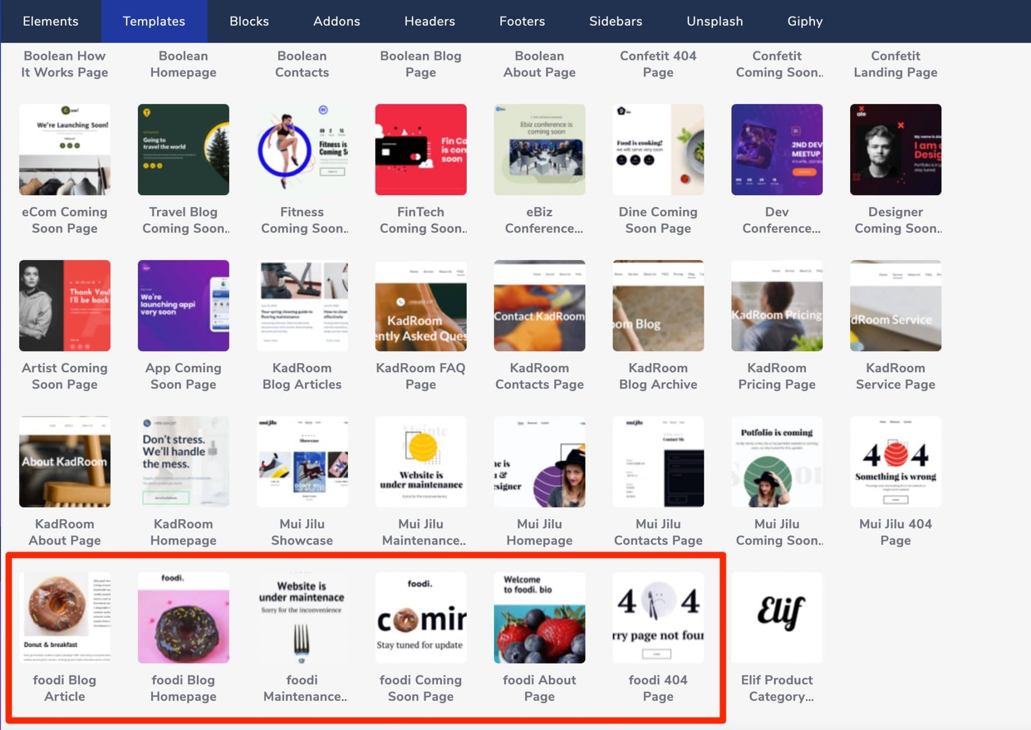 Foodi templates on Visual Composer.