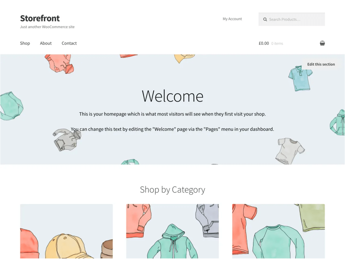 Storefront is the flagship WooCommerce theme on WordPress.