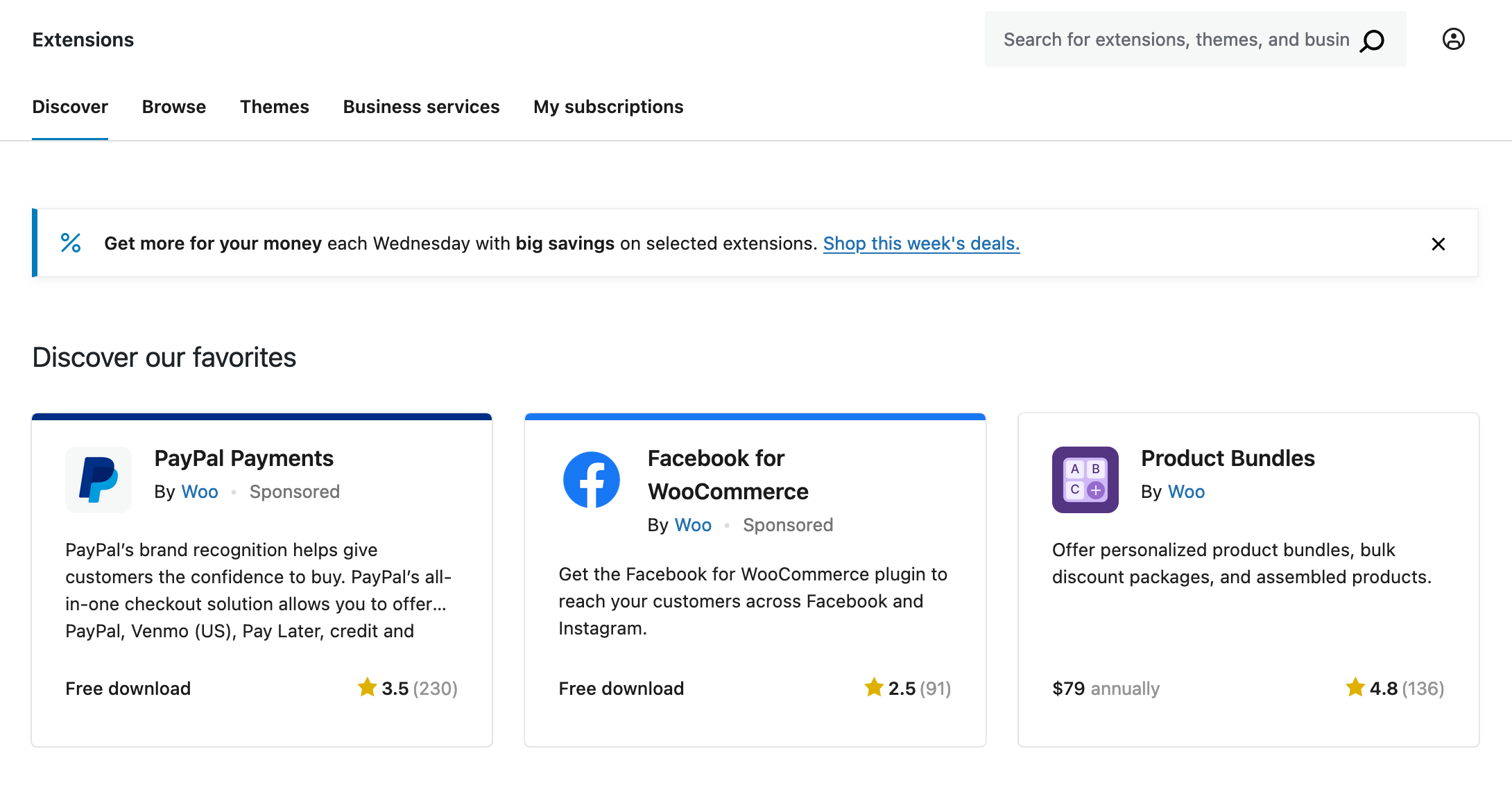 Browse WooCommerce extensions.