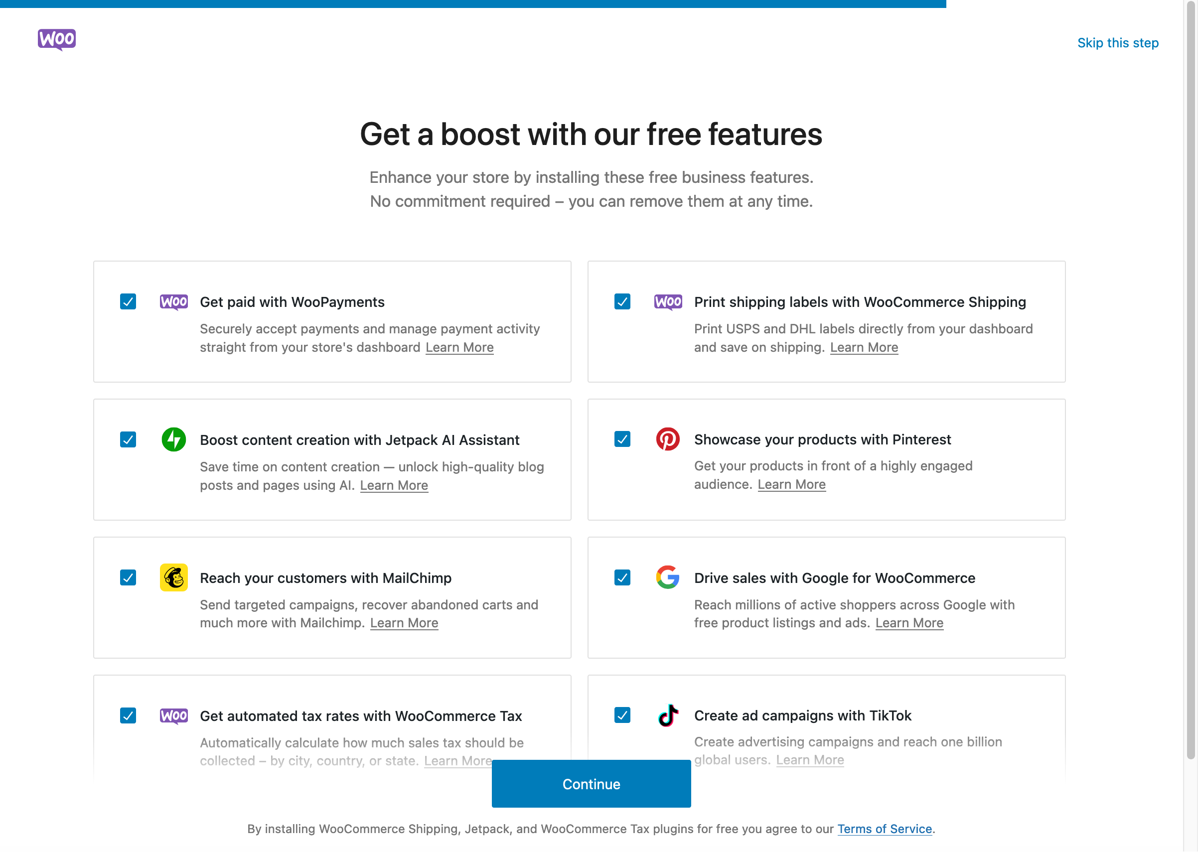 Woocommerce allows you to activate certain free plugins right away.