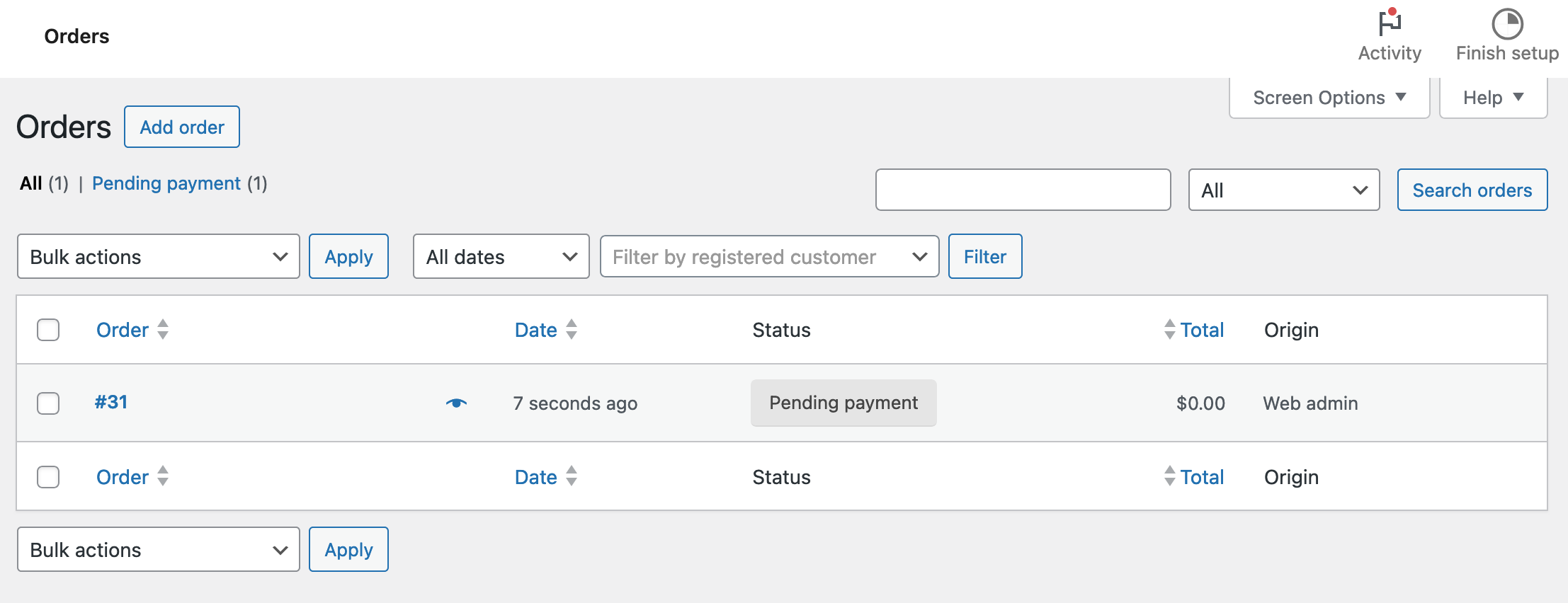 Orders details on WooCommerce.