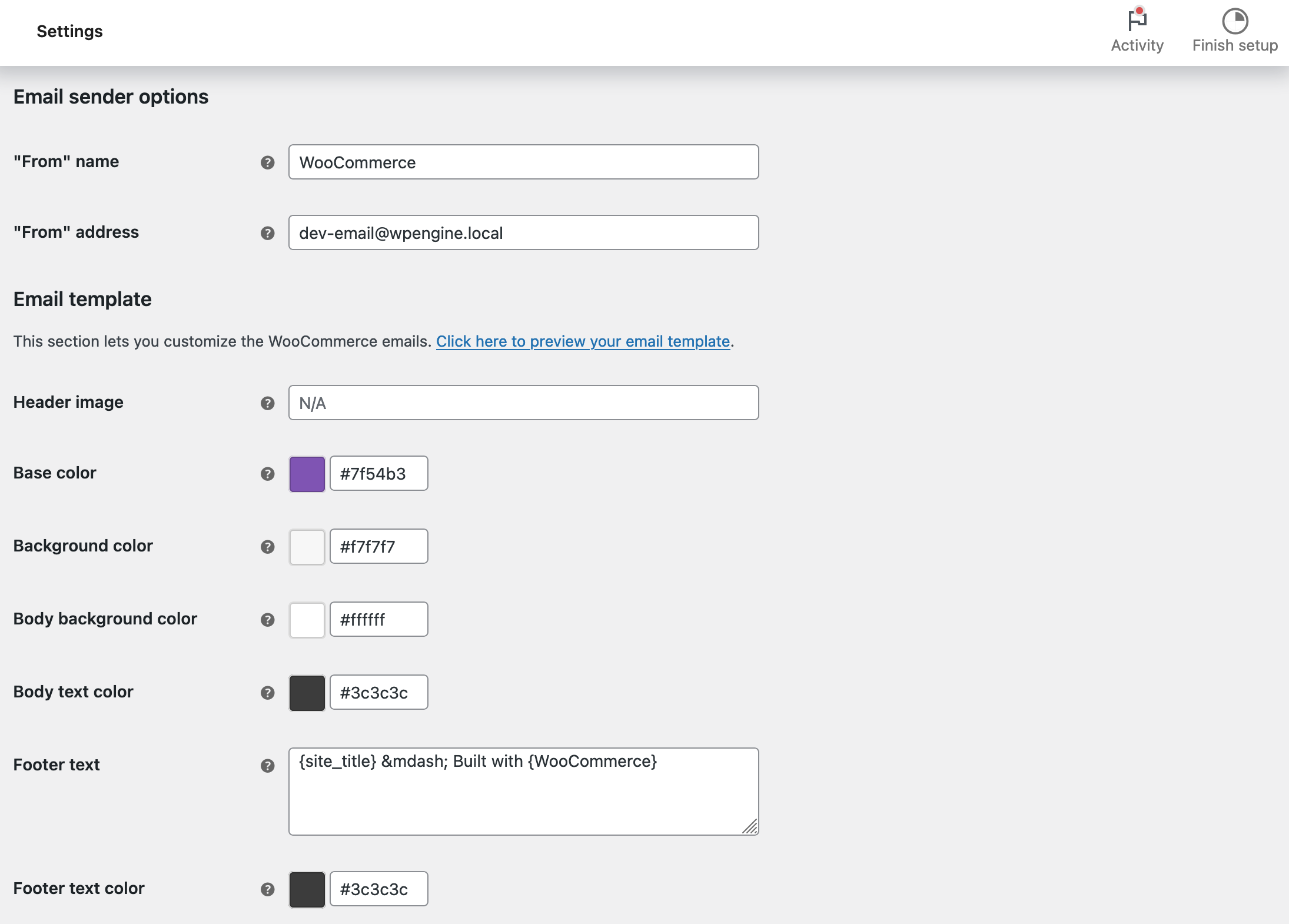 Emails tab in the WooCommerce settings.