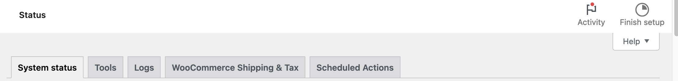 System status on WooCommerce.