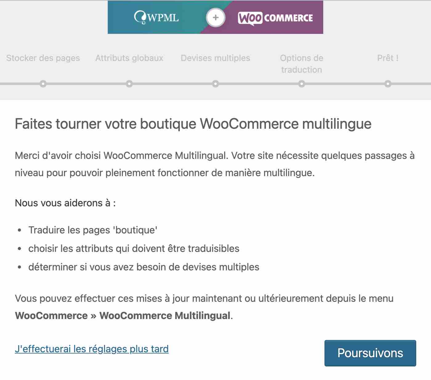 WPML et WooCommerce.