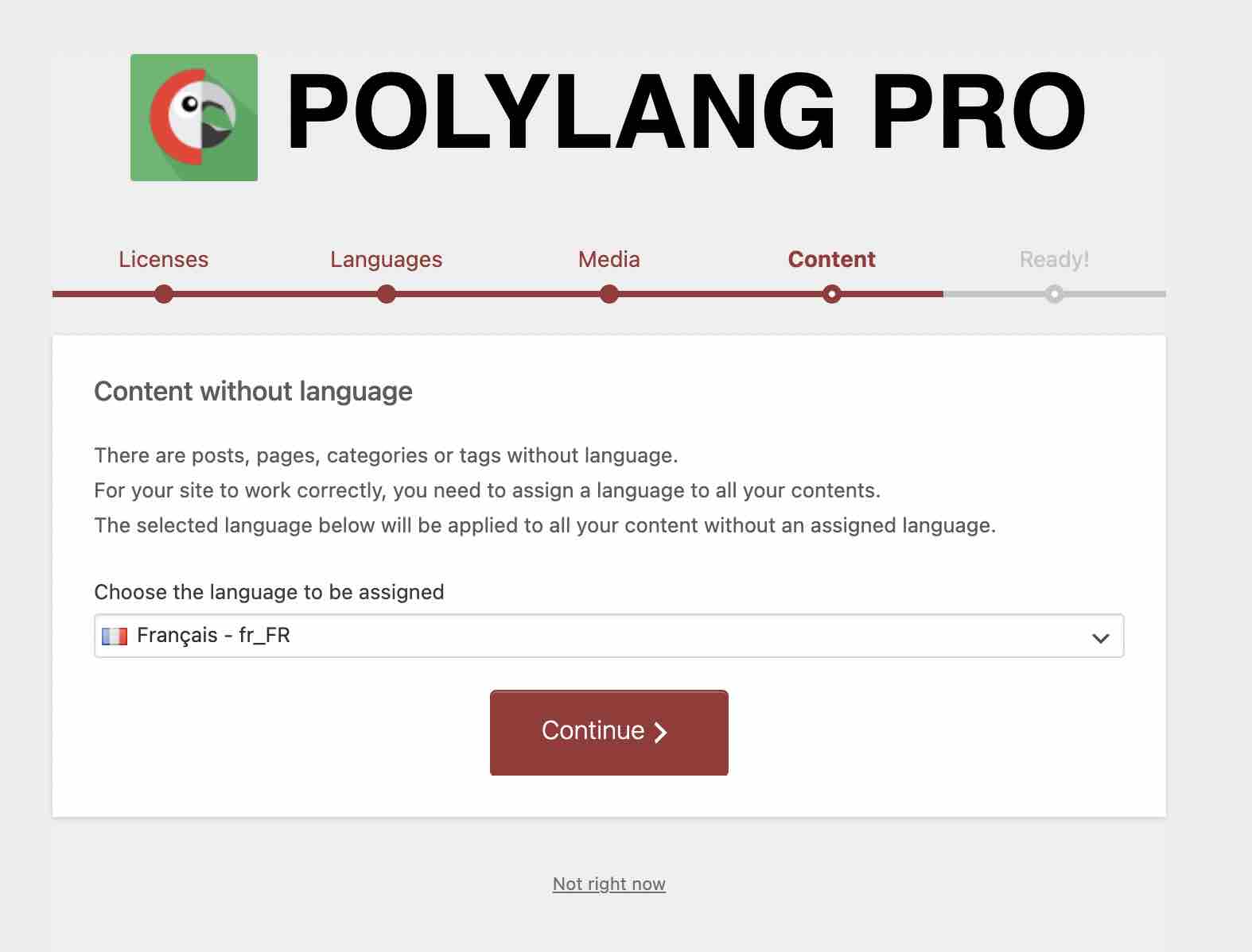 Assignation d'une langue par défaut dans Polylang.
