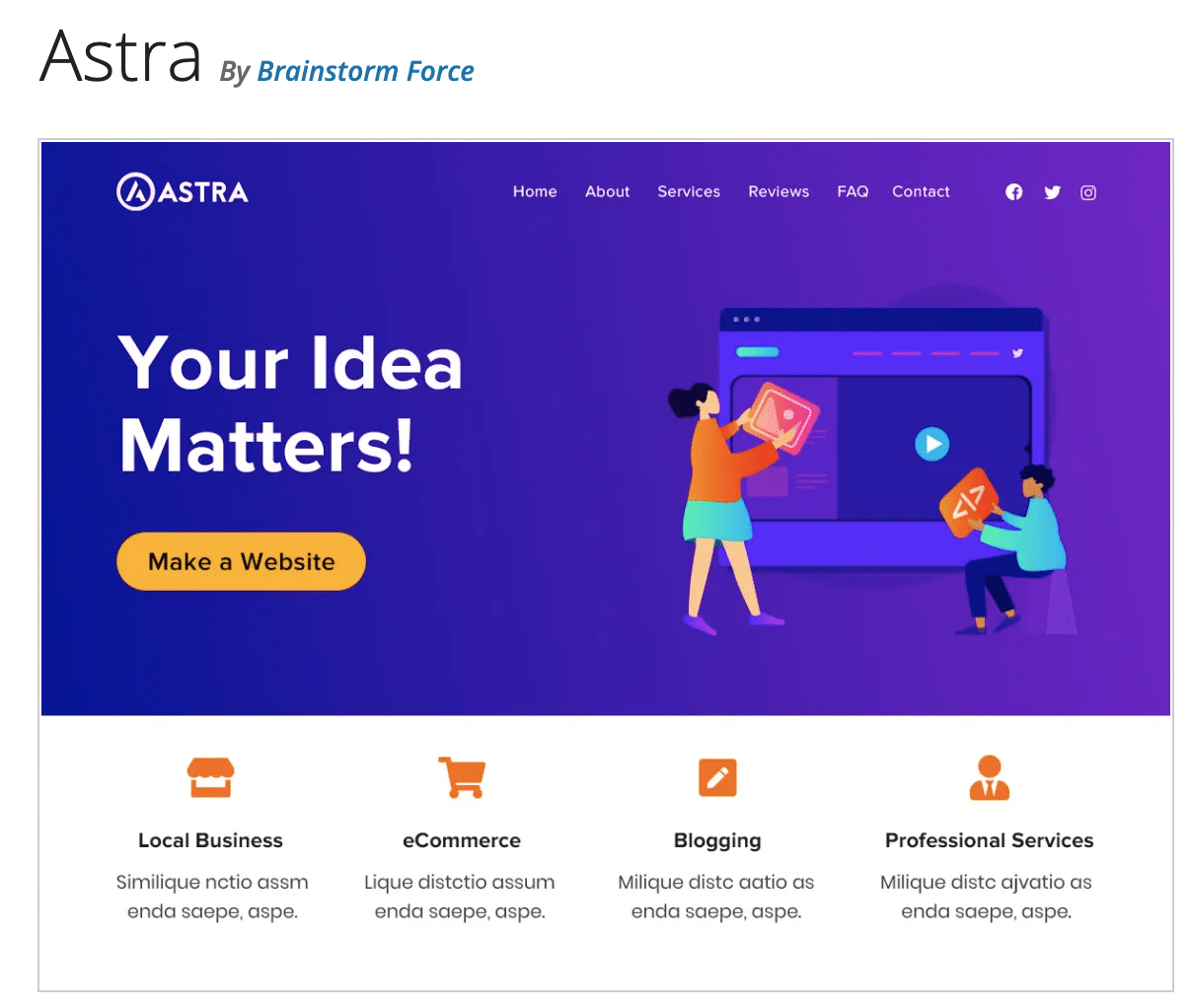 The Astra theme on the WordPress repository.