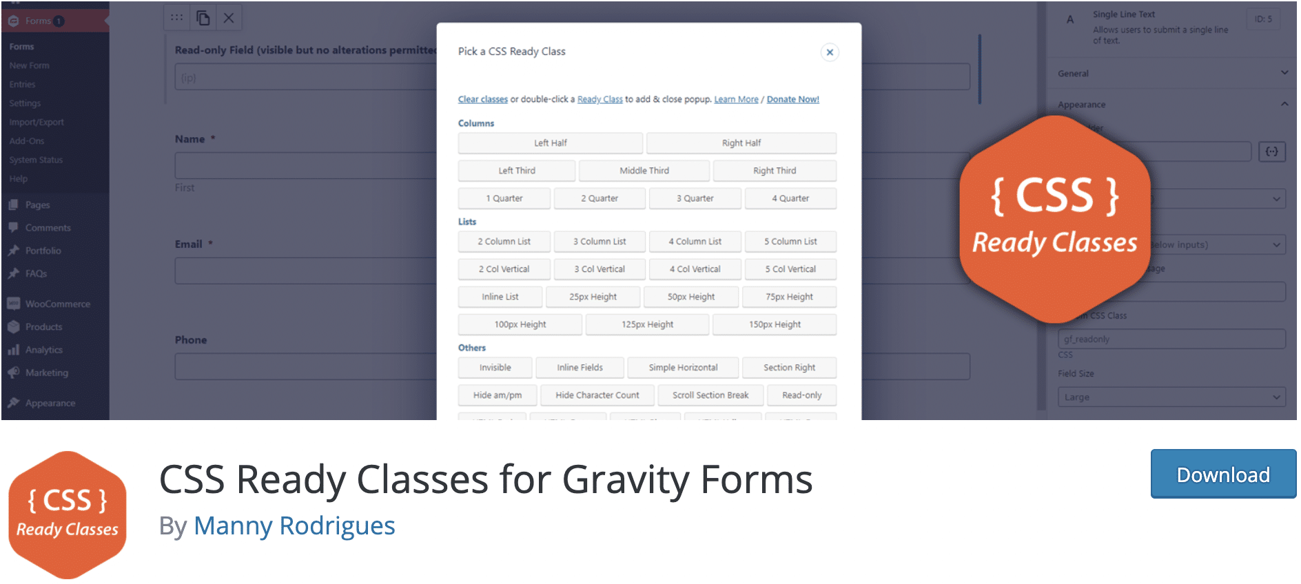 The CSS Ready Classes for Gravity Forms plugin to download on the WordPress official repository.