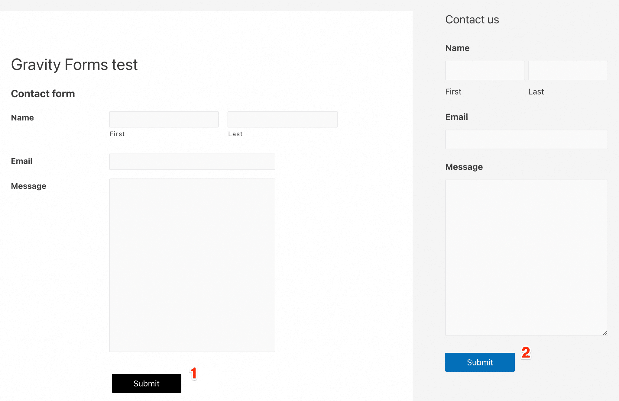 Black and blue "Submit" buttons with Gravity Forms CSS.