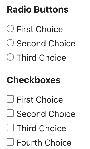 Radio buttons and checkboxes on Gravity Forms