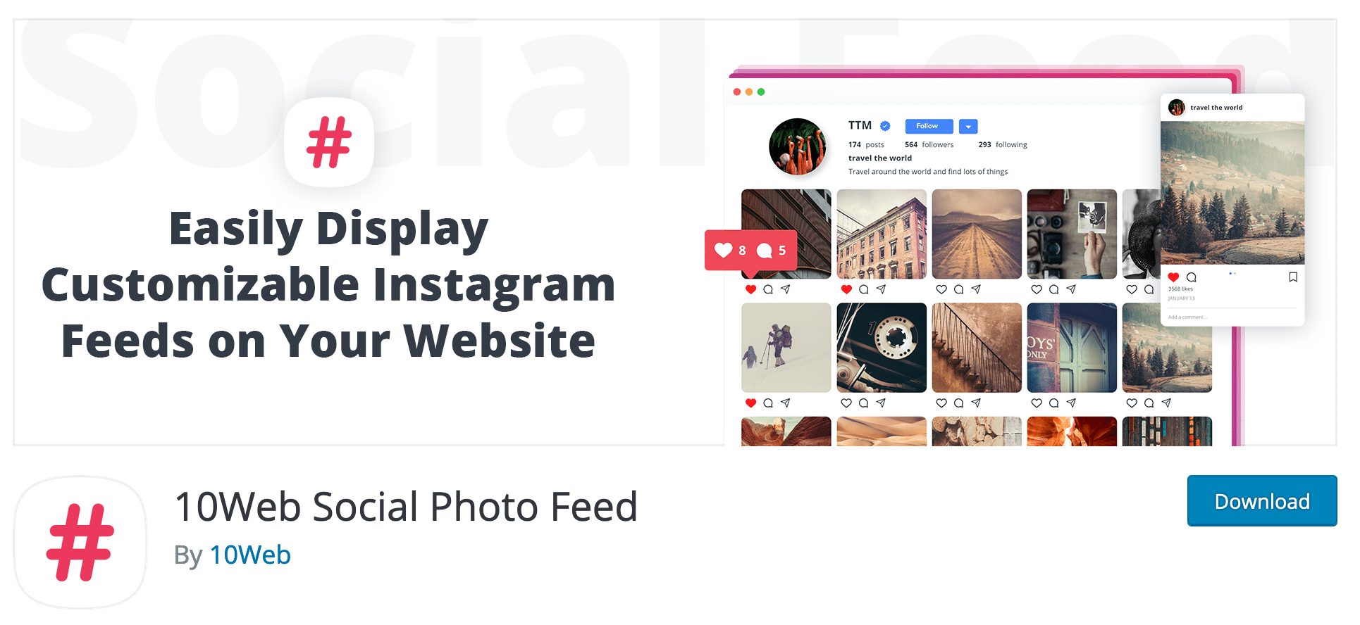 10Web Social Photo Feed plugin on WordPress official repository.