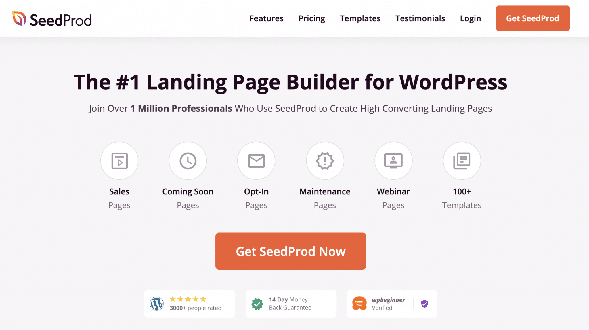 SeedProd landing page builder for WordPress.
