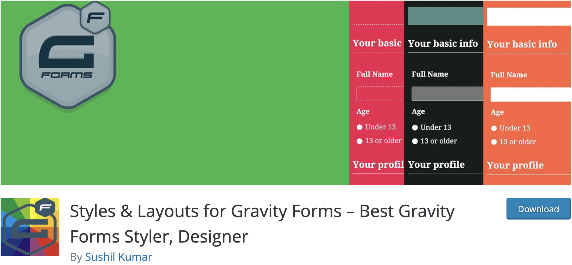 Styles & Layouts for Gravity Forms plugin to download on the WordPress official directory.