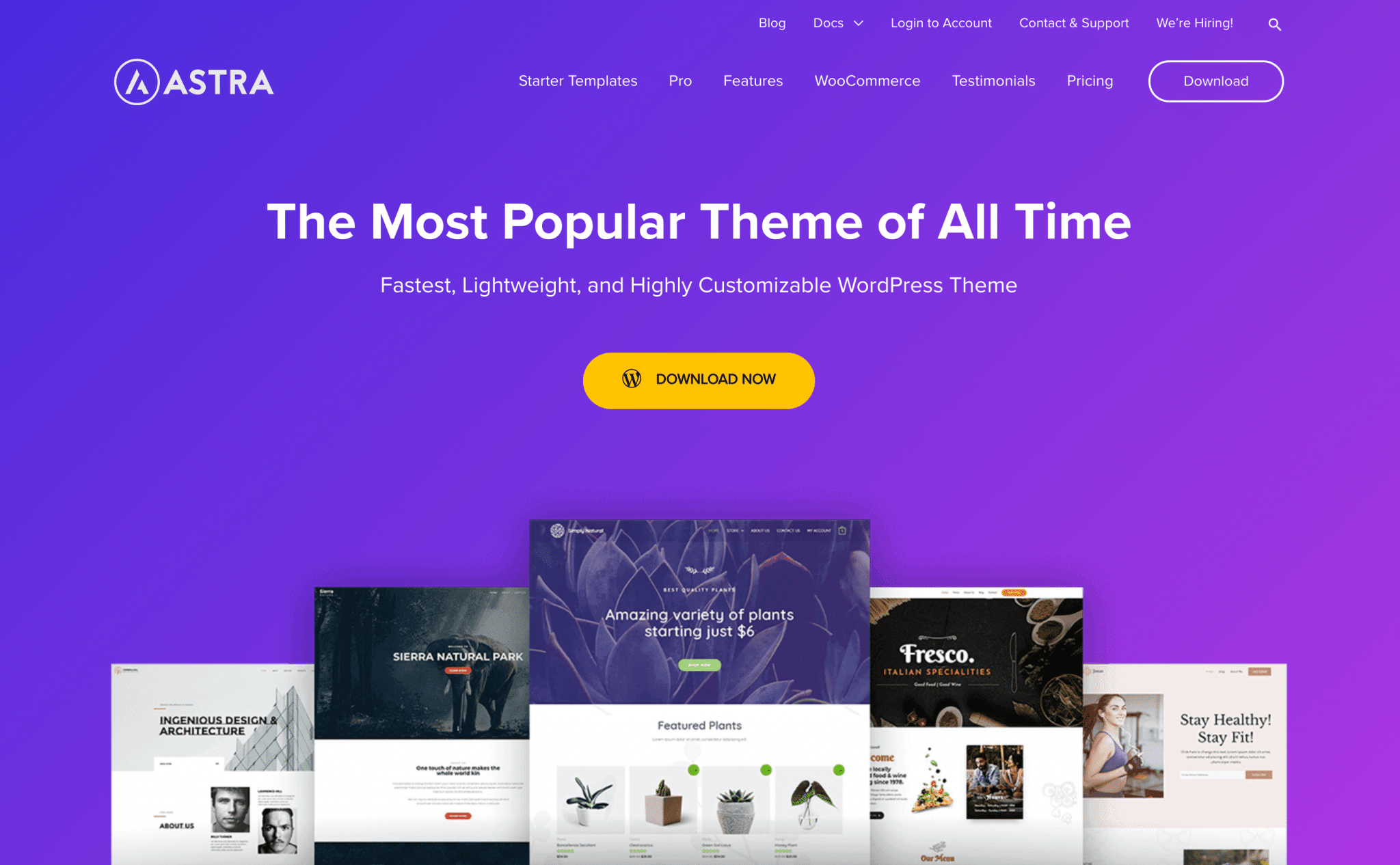 Le thème Astra permet de créer des landing pages.