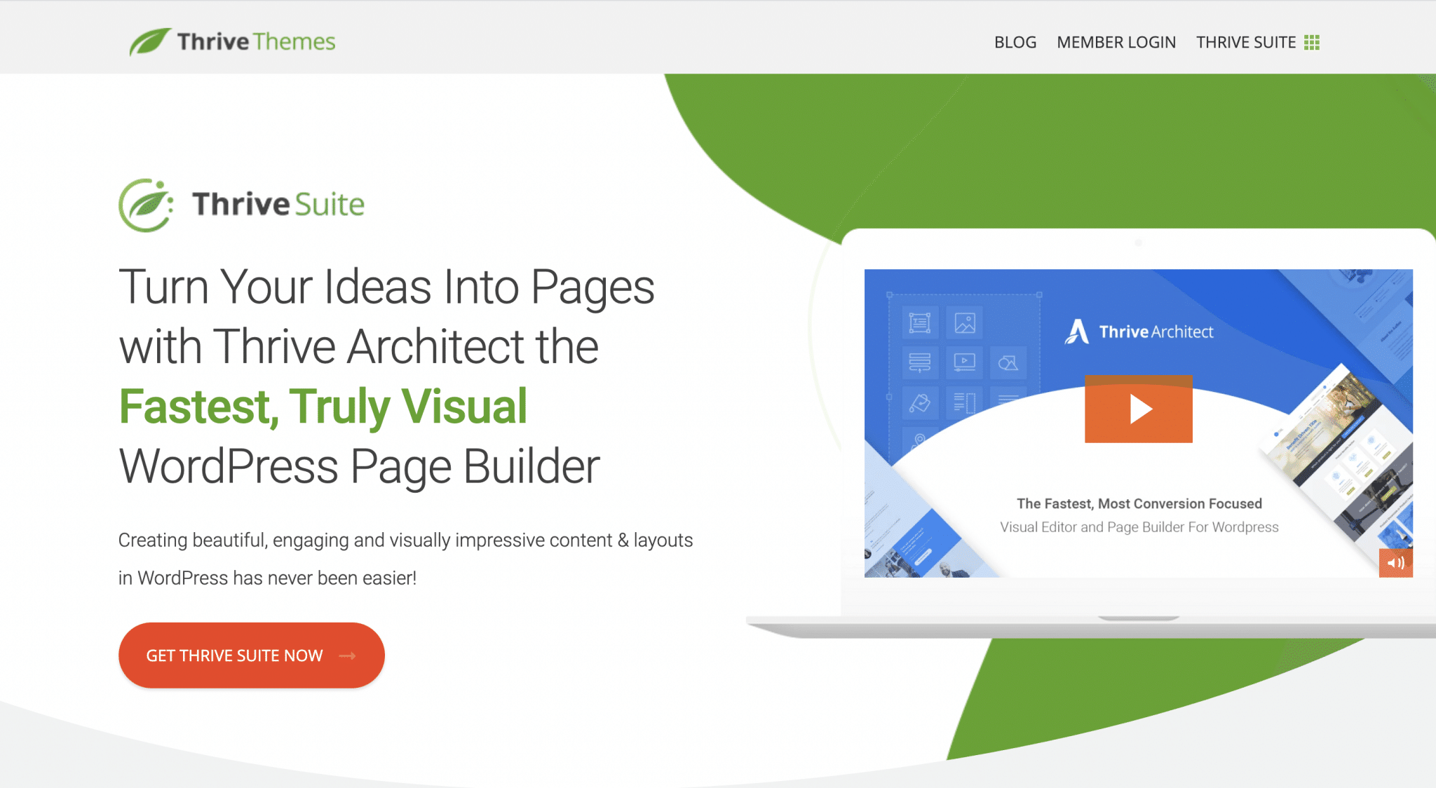 Le constructeur de page Thrive Architect.