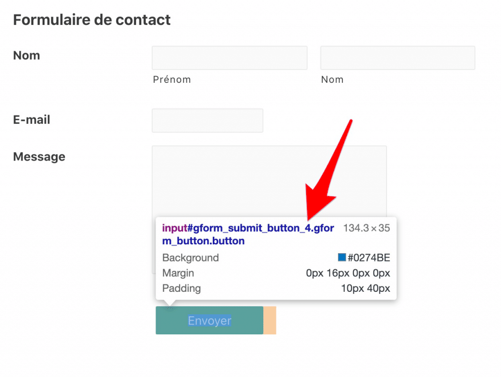 ID d'un formulaire sur Google Chrome.