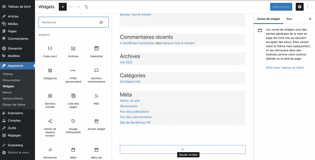 Ajouter un widget dans WordPress.