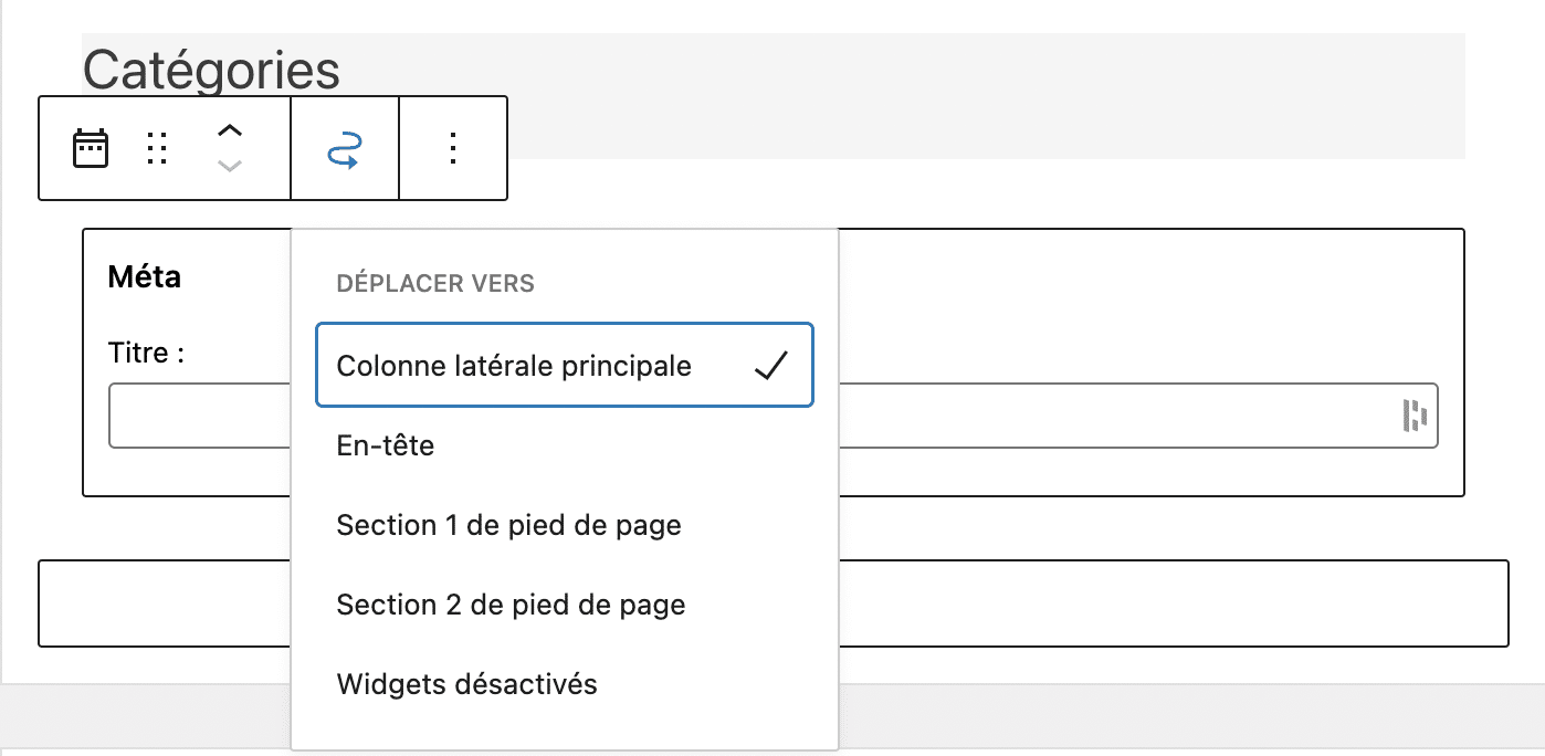 Déplacement d'un widget situé dans une sidebar WordPress.