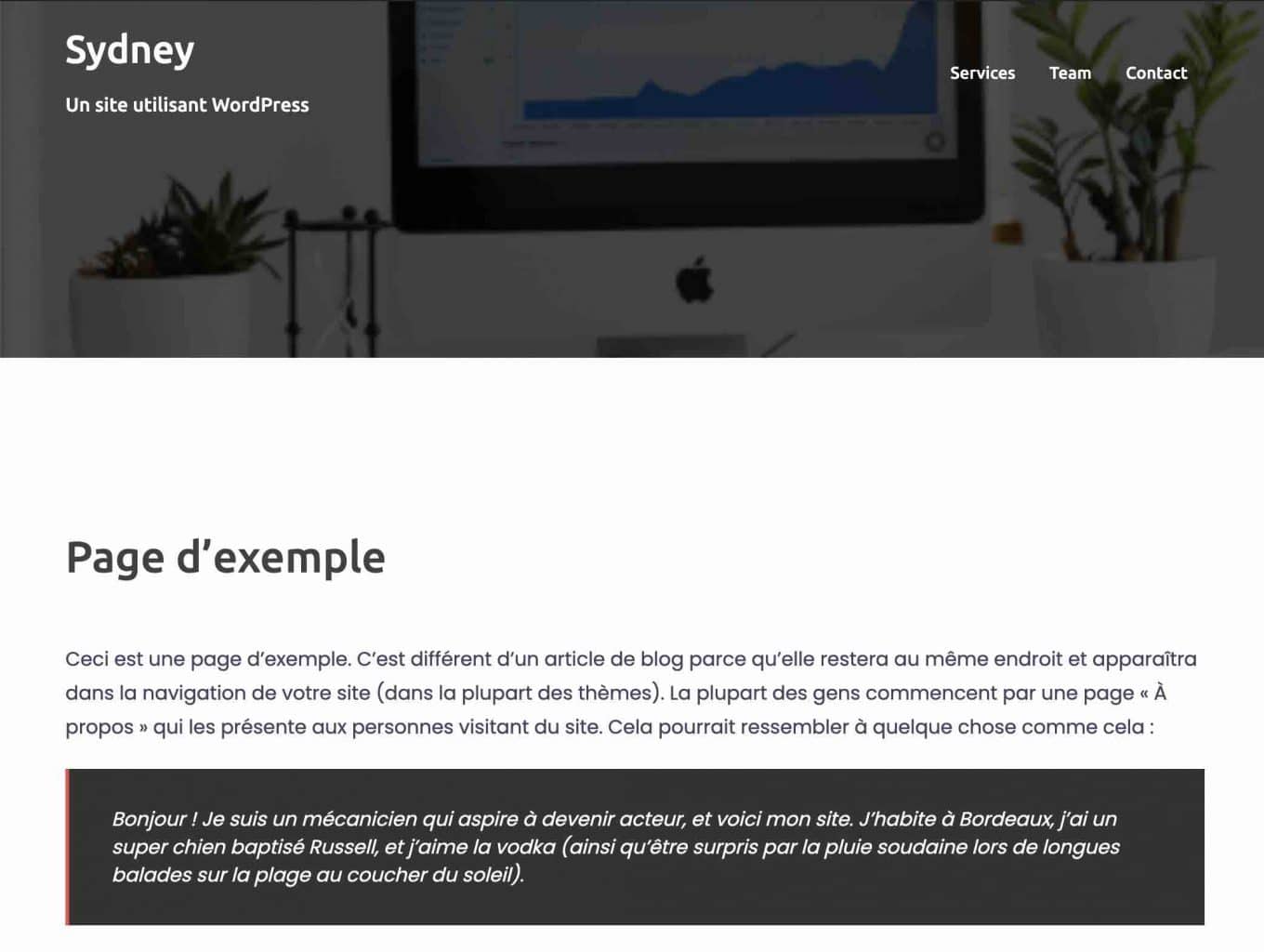 Intégration d'une image dans le header sur Sydney.