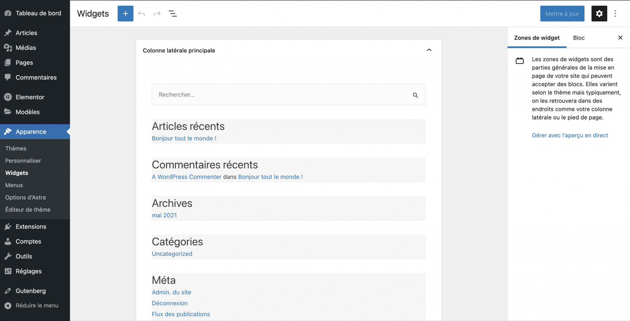 Les widgets dans votre sidebar sur WordPress.