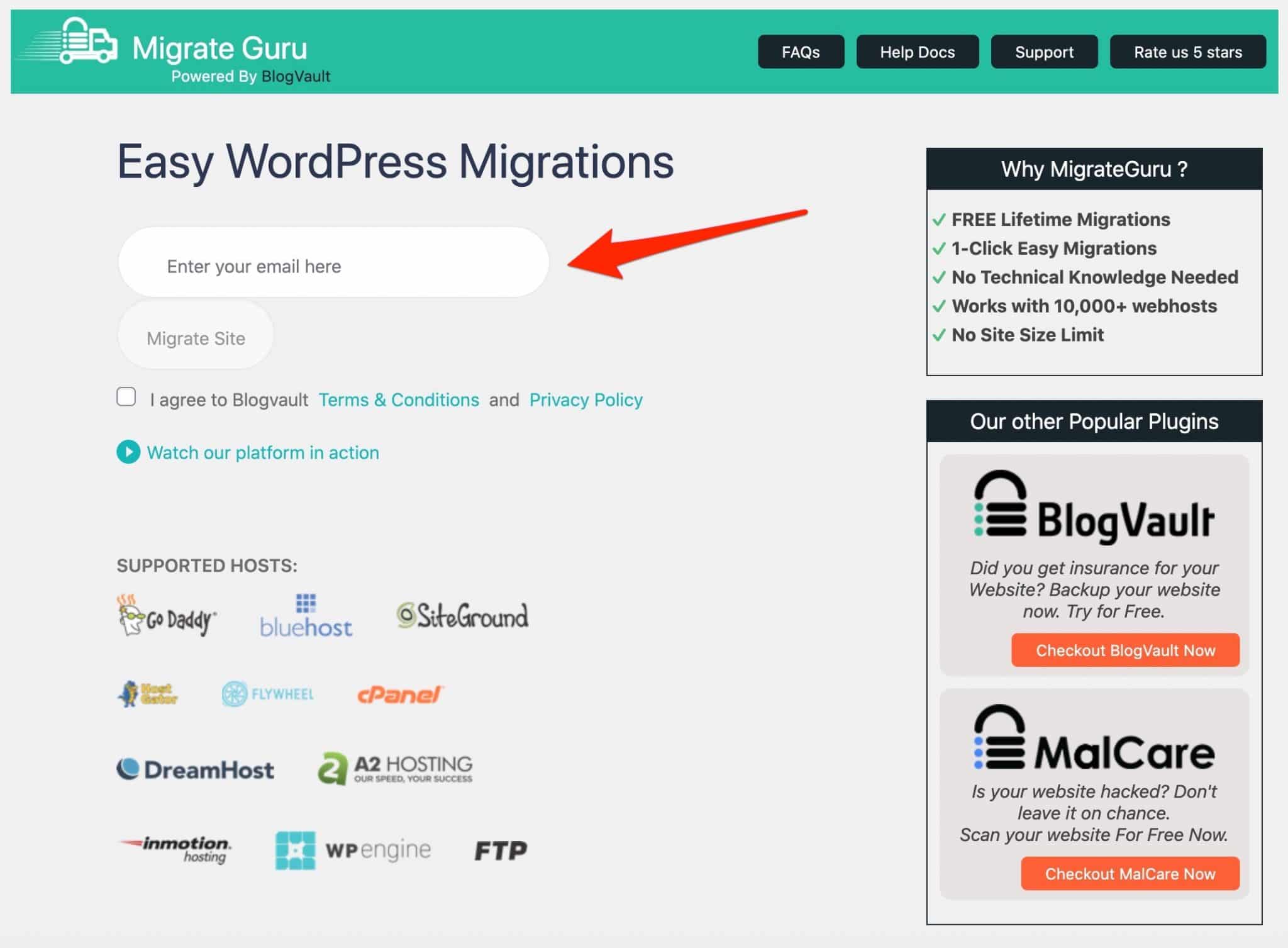 Email de Migrate Guru, un plugin de migration sur WordPress.