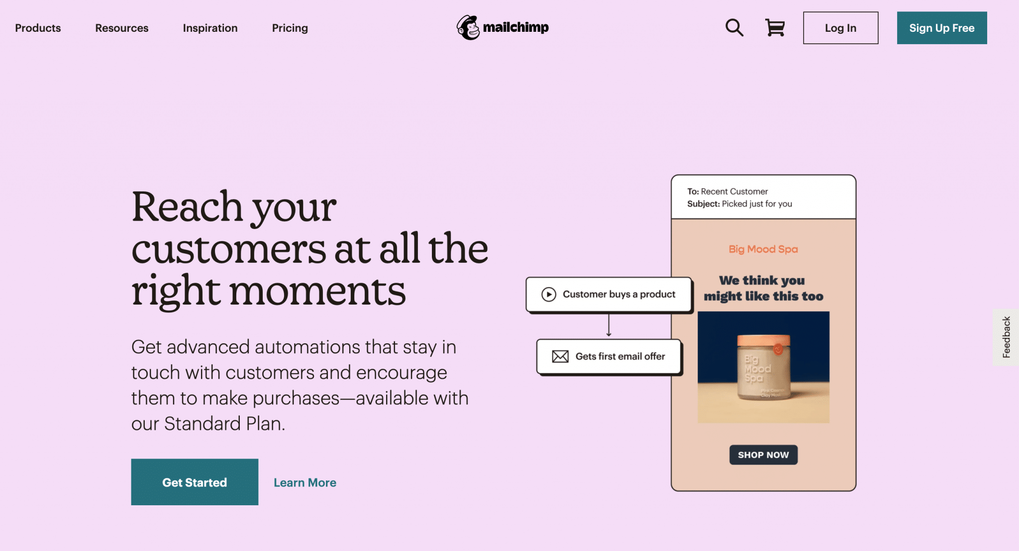 The website homepage of Mailchimp.
