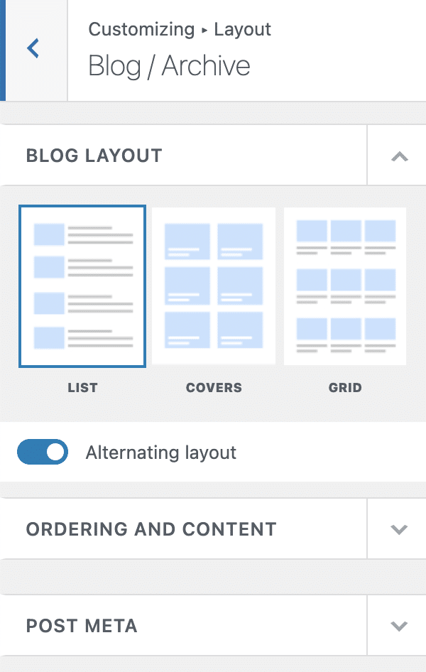 Customizing the blog layout for Neve theme.