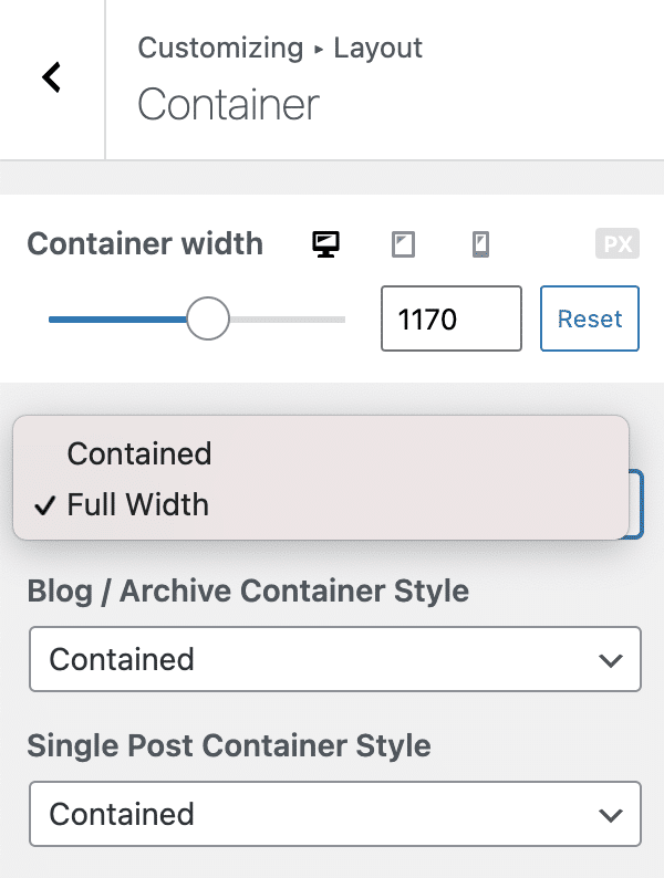 Customizing the container width on Neve theme.