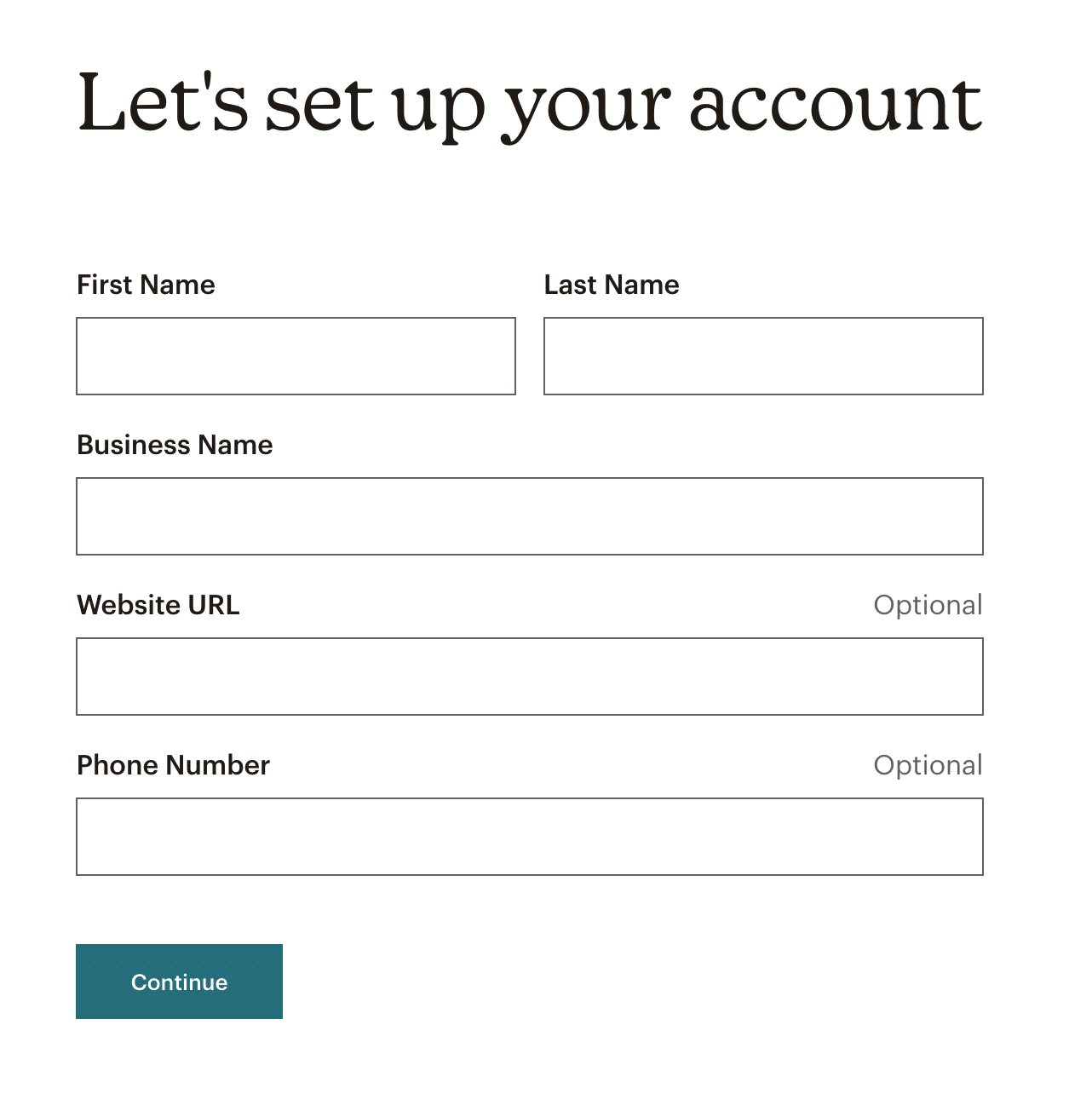 Mailchimp account setup.