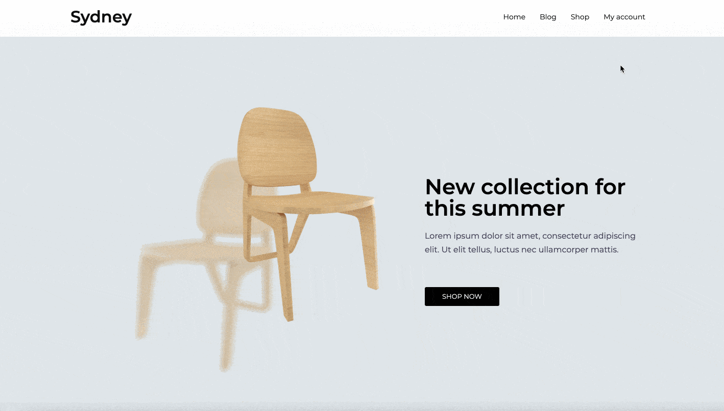 The homepage of the Sydney Pro theme demo shop.